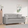 vidaXL 2-Seater Sofa with Pillows&Cushions Light Gray 55.1" Microfiber Fabric