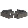 vidaXL Garden Lounge Set Grey PE Rattan, Powder-Coated Steel, Glass Large