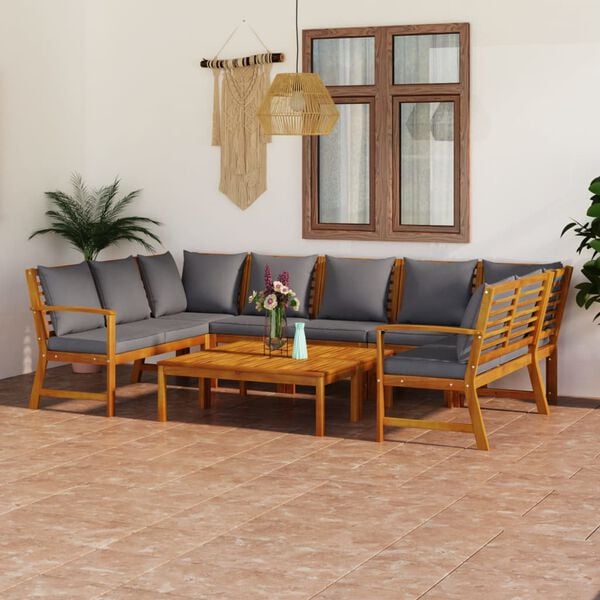 vidaXL Garden Lounge Set Dark grey cushions