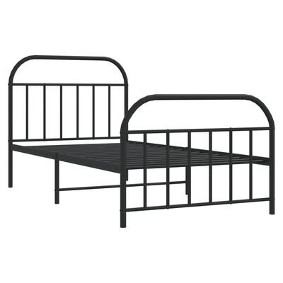 vidaXL Metal Bed Frame with Headboard and Footboard Black 39.4"x74.8" Twin