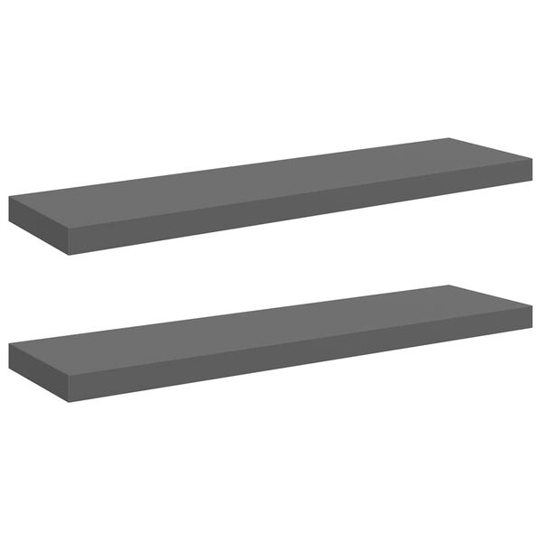 vidaXL Wall Shelf Set of 2 High gloss grey Honeycomb MDF, metal