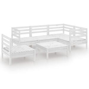 vidaXL Garden Lounge Set White Solid pinewood Modular Garden Lounge Set