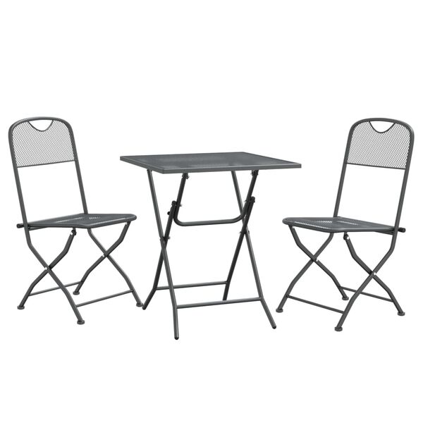 vidaXL Garden Dining Set Anthracite Expanded metal mesh Small Foldable