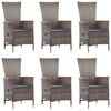 vidaXL Dining Set Grey PE rattan Large Adjustable Armrests Dining Set
