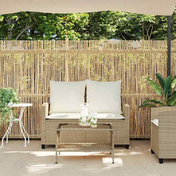 vidaXL Garden Sofa Beige PE rattan Medium Adjustable Feet Garden Sofa