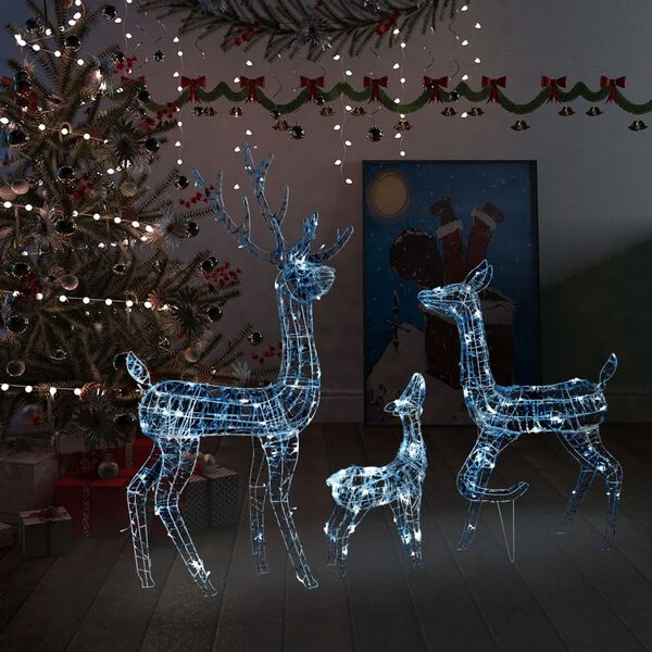 vidaXL Reindeer Family Cool White Acrylic Large Decorative Inlays