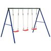 vidaXL Outdoor Swing Set Blue, Dark Green, Red Painted steel, Polyethylene