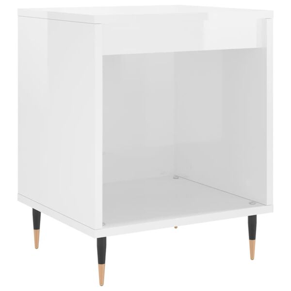 vidaXL Bedside Cabinet High gloss white Engineered wood, Metal Medium