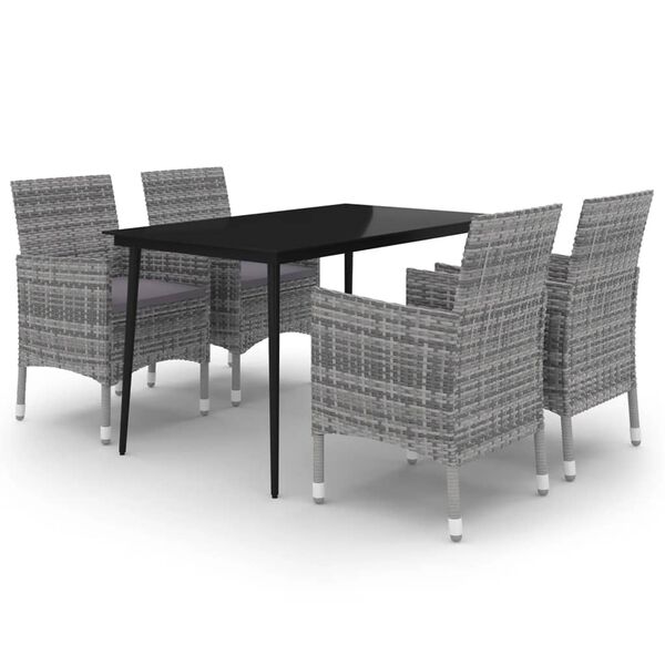 vidaXL Garden Dining Set Grey PE rattan Large Suitable for Many