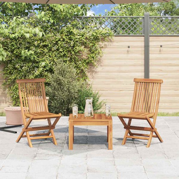 vidaXL Garden Chair Set of 2 Warm Brown Sanded teak hardwood Compact