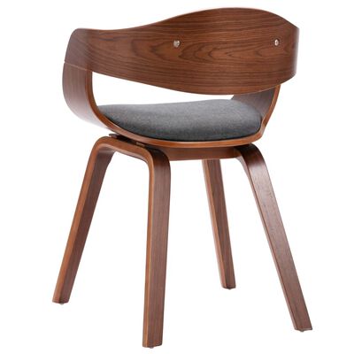 vidaXL Dining Chairs 2 pcs Bent Wood and Gray Fabric