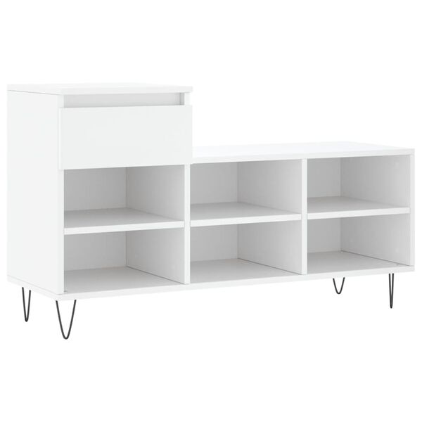 vidaXL Shoe Cabinet White Engineered Wood, Metal Medium