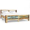 vidaXL Bed Frame Multicolor Solid Reclaimed Wood 63x79 in Durable
