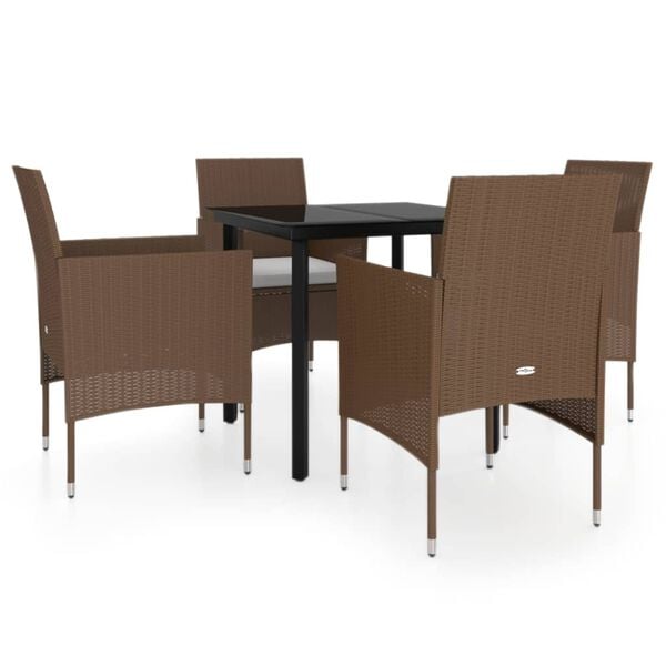 vidaXL Garden Dining Set Brown and Black