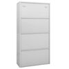 vidaXL Office Cabinet Light Grey Steel, Tempered Glass Large