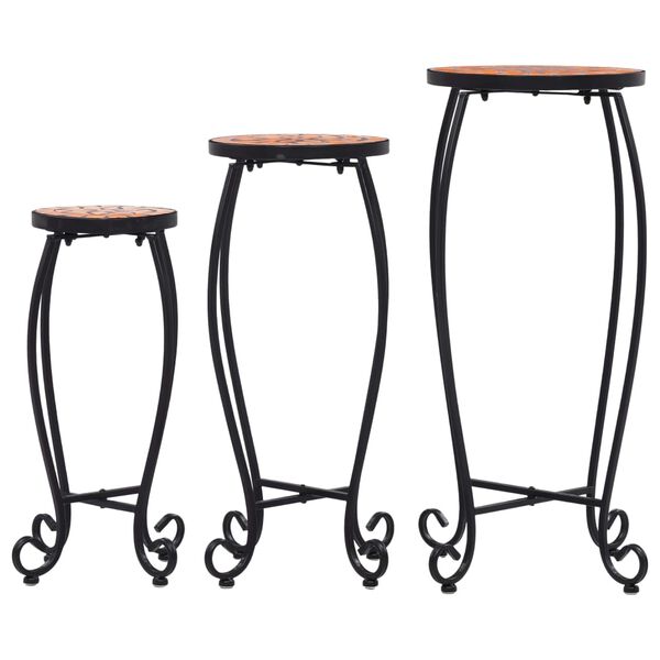 vidaXL Table Set of 3 Terracotta and Black Iron frame, Ceramic top