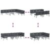 vidaXL Bench Set Black Powder-coated steel and polyester Large Modular