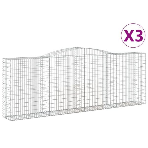vidaXL Gabion Basket Set of 3 Silver Galvanized iron Large