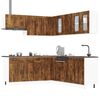 vidaXL Kitchen Cabinet Set Smoked Oak Engineered Wood and Glass