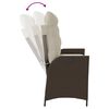 vidaXL Reclining Patio Bench with Cushions Brown Poly Rattan