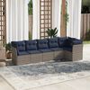 vidaXL 6 Piece Patio Sofa Set with Cushions Gray Poly Rattan