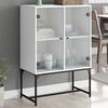 vidaXL Side Cabinet White Engineered wood, glass, steel 27.2x14.6x39.4 in