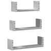 vidaXL Wall Shelf Set of 3 Concrete Grey Engineered Wood Large