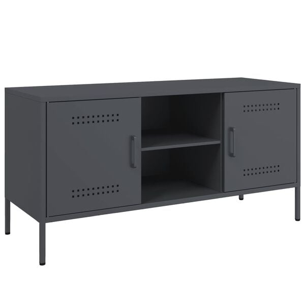 vidaXL TV Cabinet Anthracite Steel Small Industrial TV Cabinet