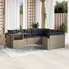 vidaXL Garden Sofa Set Light Grey PE Rattan Large Removable Covers
