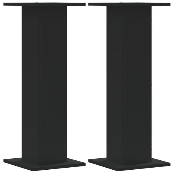 vidaXL Speaker Stands 2 pcs Black 11.8x11.8x31.5" Engineered Wood