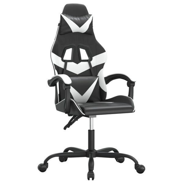 vidaXL Gaming Chair Black and White Faux leather, metal, plywood Medium