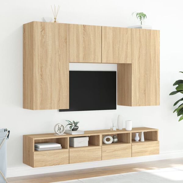 vidaXL TV Wall Cabinet Set of 2 Sonoma oak Engineered wood Medium