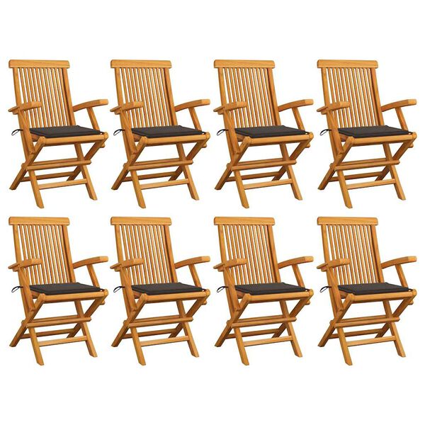 vidaXL Patio Chair Set of 8 Taupe Cushion