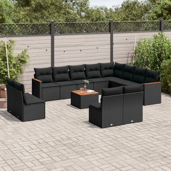 vidaXL Garden Sofa Set Black