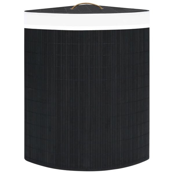 vidaXL Bamboo Corner Laundry Basket Black 15.9 gal