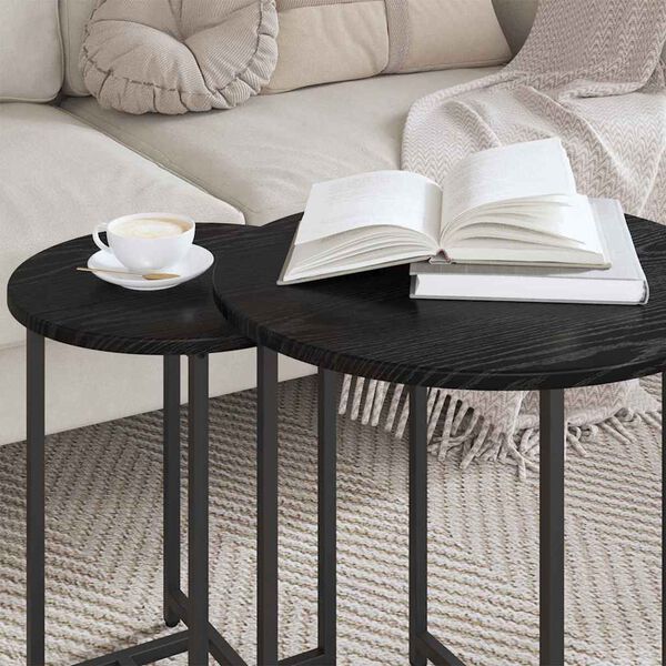 vidaXL Side Table Set 2 pcs Black oak 19.7" x 19.7" x 19.7