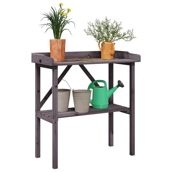 vidaXL Plant Table Grey Solid firwood Medium Plant Table Rectangular