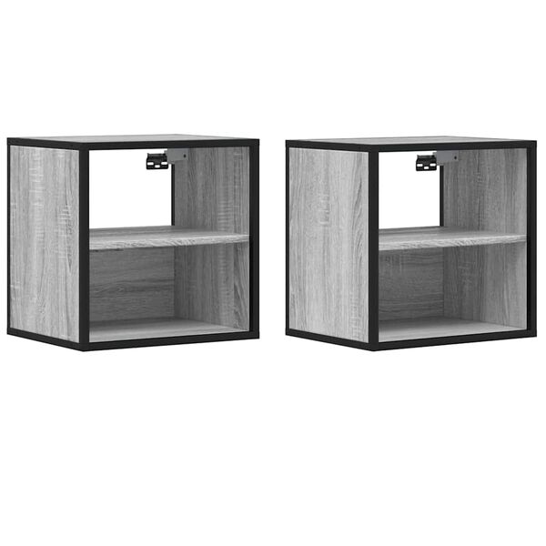 vidaXL Wall-mounted Bedside Cabinet Set of 2 Gray Sonoma