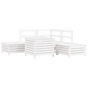 vidaXL Garden Sofa Set White Solid pine wood with plywood slats 6 Piece