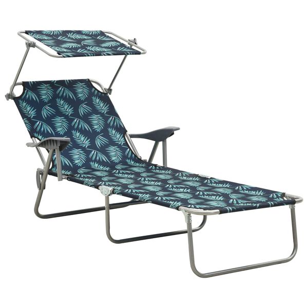 vidaXL Outdoor Sunbed Leaf print Steel frame One size Foldable