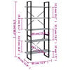 vidaXL Book Cabinet Grey Sonoma Engineered wood, Metal 5-Tier Book Cabinet