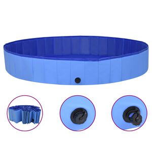 vidaXL Dog Swimming Pool Blue PVC 78.7 x 11.8 in Collapsible