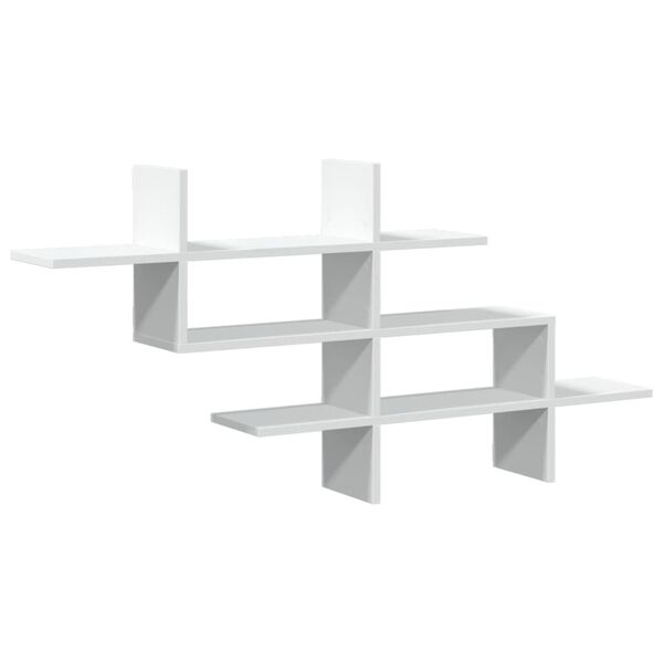 vidaXL Wall Shelf White Engineered Wood Medium Wall Shelf Rectangular