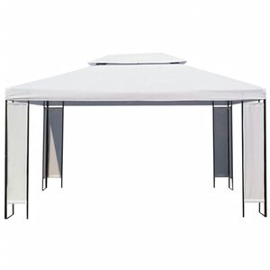 vidaXL Gazebo White and Black Polyester fabric, Steel frame 10x13 ft