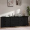 vidaXL Sideboard Black Solid pine wood Large Sideboard Rectangular