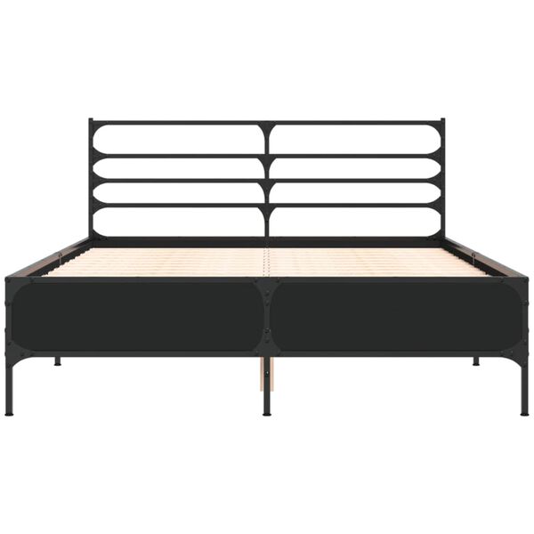 vidaXL Bed Frame Black Engineered wood Double Bed Frame Rectangular