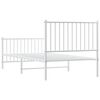vidaXL Bed Frame White Steel Twin size Bed Frame Rectangular