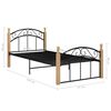 vidaXL Bed Frame Black and Natural Powder-coated Metal, Solid Oak Wood