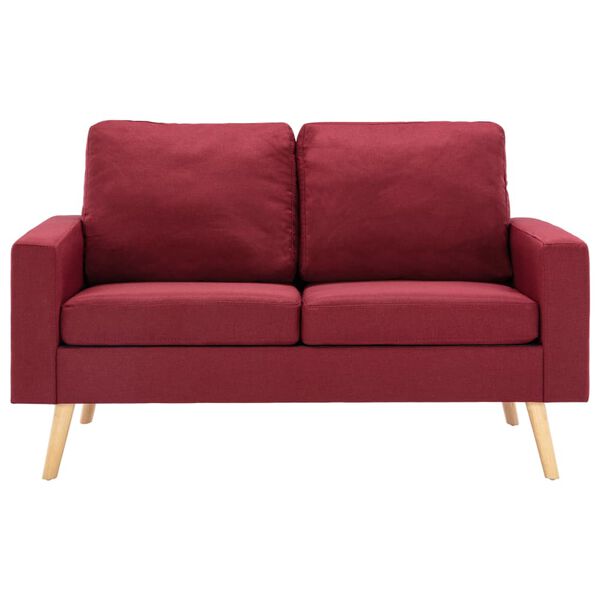 vidaXL Sofa Wine Red Fabric (100% polyester), solid pine wood, rubberwood