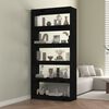 vidaXL Book Cabinet Black Solid Pine Wood Medium Book Cabinet